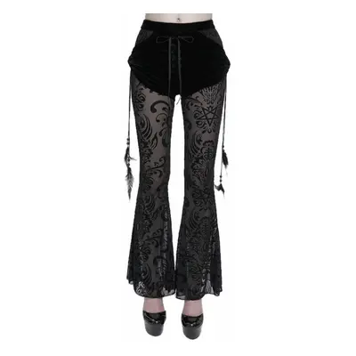 women's trousers DEVIL FASHION - Gothic Drawstring Mesh Splice Flared