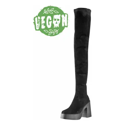 women's thigh high boots ALTERCORE - Daphne Faux Suede - Black