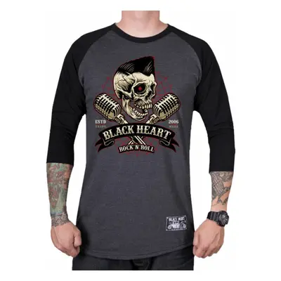 men's t-shirt with 3/4 sleeves BLACK HEART - ELWIS - BLACK