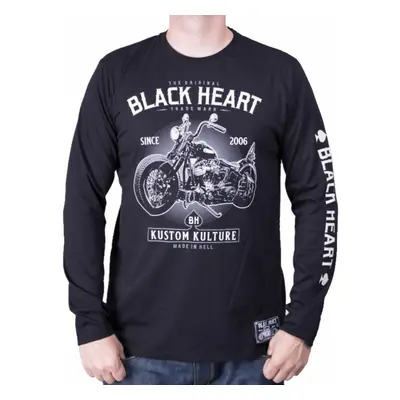 men's t-shirt long-sleeved BLACK HEART - MOTORCYCLE - BLACK