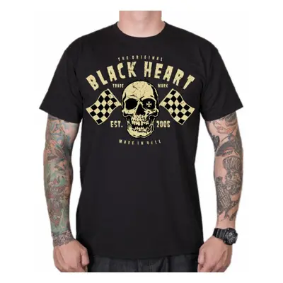 Men's t-shirt BLACK HEART - FLAG SKULL - BLACK