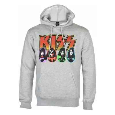 men's hoodie Kiss - Logo, Faces & Icons - GREY - ROCK OFF