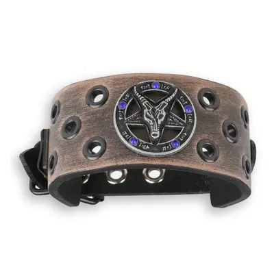 Bracelet Baphomet - brown - crystal blue