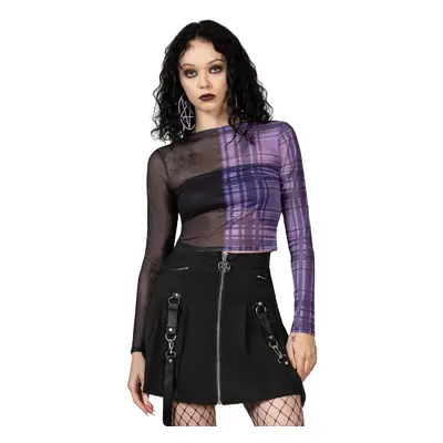 women's long sleeve t-shirt (top) KILLSTAR - Sweet Nightmare - Purple Tartan