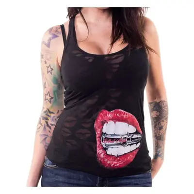 Women's tank top LETHAL THREAT - ANGEL BITE THE BULLET - BLACK SKULL