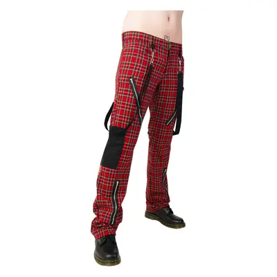 trousers Black Pistol - Punk Pants Tartan Red-Green