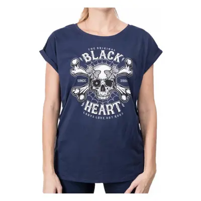 Women's t-shirt BLACK HEART - DEAD PIN UP - BLUE