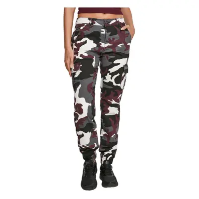 Women's trousers URBAN CLASSICS - High Waist Camo Cargo - wine camo