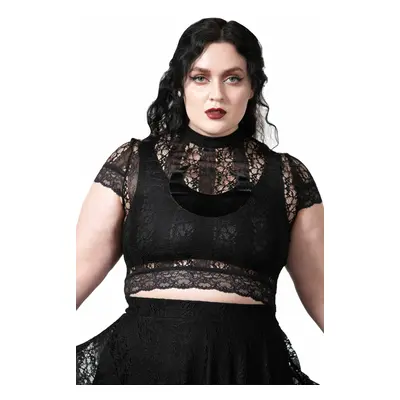 women's t-shirt (top) KILLSTAR - Moon Rays Lace Crop - Black