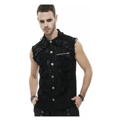 men's shirt without sleeves DEVIL FASHION - Anemone Distressed Button Up Punk