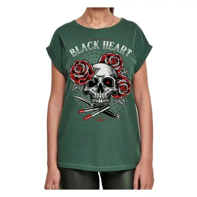 Women's t-shirt BLACK HEART - LIPSTICK SKULL EXT - GREEN