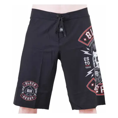 men's shorts (swimwear) BLACK HEART - BEARD SKULL - RED