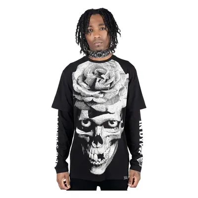 Unisex t-shirt with long sleeves KILLSTAR - Dead Rose Double - BLACK