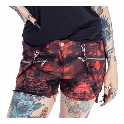 women's shorts Heartless - DEMELZA - BLACK/RED TIE DYE