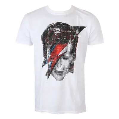 Men's T-shirt David Bowie - Halftone Flash Face - White - ROCK OFF