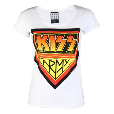 t-shirt metal women's Kiss - DISTRESSED ARMY WHITE - AMPLIFIED