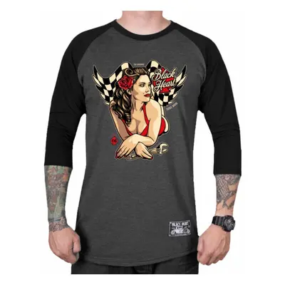 men's t-shirt with 3/4 sleeves BLACK HEART - HOT ROD ANGEL - BLACK