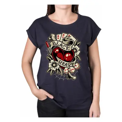 women's t-shirt BLACK HEART - ROCKABILLY EXT - BLUE