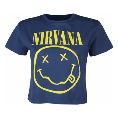 women's t-shirt (top) Nirvana - Yellow Happy Face Flower Sniffin - DENIM - ROCK OFF