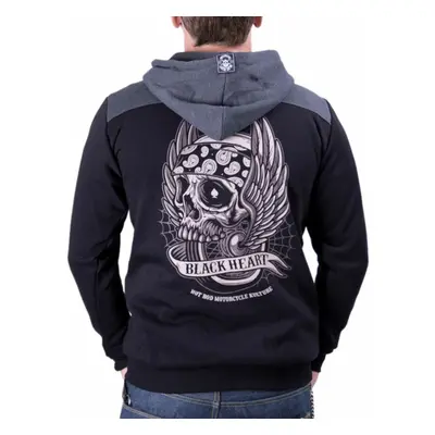 Men's hoodie BLACK HEART - WINGS SKULL - BLACK