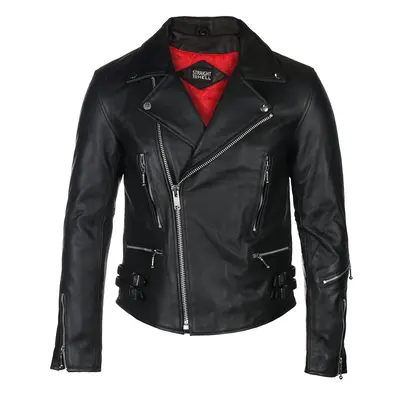 Men's leather jacket STRAIGHT TO HELL - Defector Blk Nick