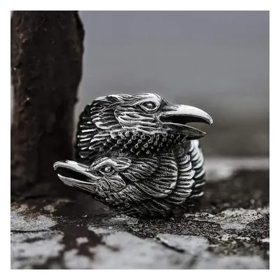 ring Two Entwined Ravens Viking