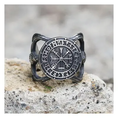 ring Vegvisir Raven Runes Viking