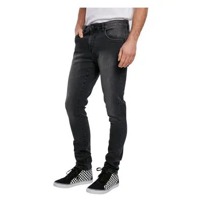 Men's pants URBAN CLASSICS - Slim Fit Zip Jeans - real black washed