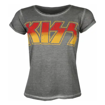 women's t-shirt KISS - Distressed Logotype Urban - Grey - HYBRIS