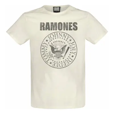 men's t-shirt RAMONES - VINTAGE SHIELD - VINTAGE WHITE - AMPLIFIED