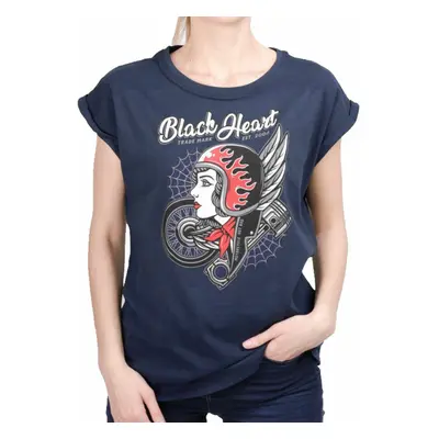 Women's t-shirt BLACK HEART - MOTOR CYCLE - BLUE