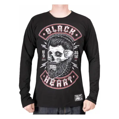 men's t-shirt long-sleeved BLACK HEART - BEARD SKULL - BLACK