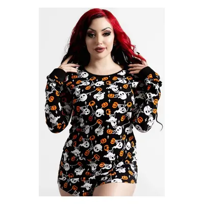 Women's t-shirt long sleeve (pyjamas) KILLSTAR - Haunted Pumpkin - Black