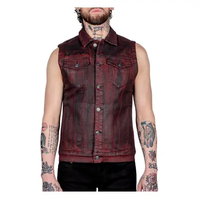 men's vest WORNSTAR - Idolmaker Coated Denim - Crimson