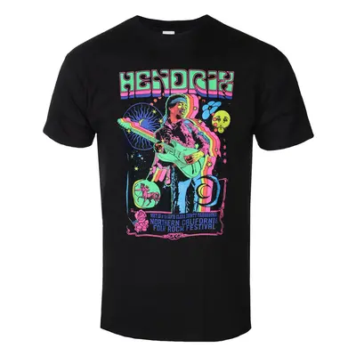 t-shirt metal men's Jimi Hendrix - GUITAR BLACKLIGHT - LIQUID BLUE