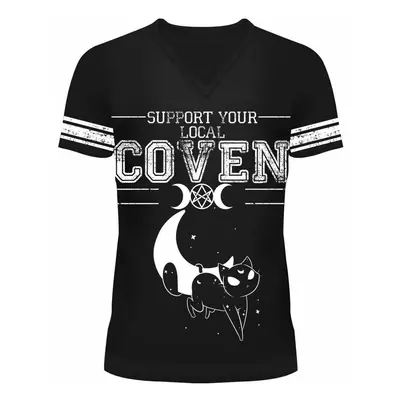 women's t-shirt HEARTLESS - MOON CATS VARSITY - BLACK