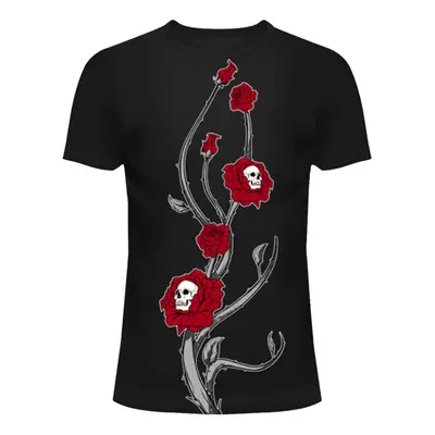 t-shirt VIXXSIN - SKULL FLOWERS - BLACK