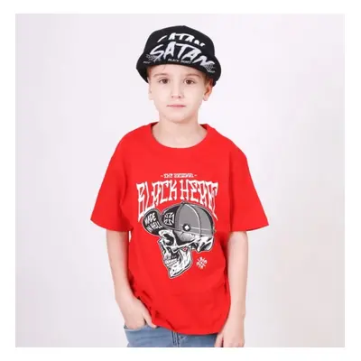 children's t-shirt BLACK HEART - MAD MIKE - RED