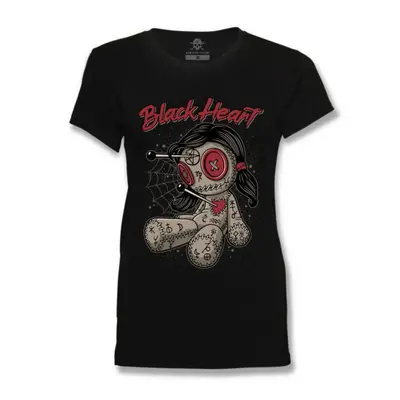 t-shirt street women's - WOODOO DOLL - BLACK HEART