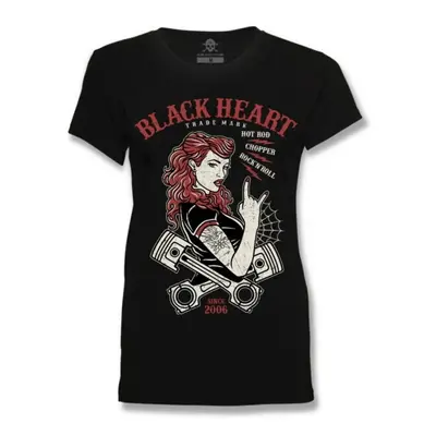 women's t-shirt BLACK HEART - PIN UP PISTON - BLACK