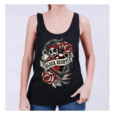 women's tank top BLACK HEART - HEART ROSE - BLACK