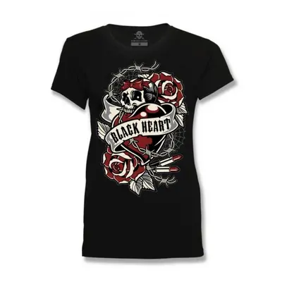 women's t-shirt BLACK HEART - HEART ROSE - BLACK