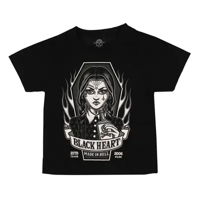 children's t-shirt BLACK HEART - WEDNESDAY - BLACK