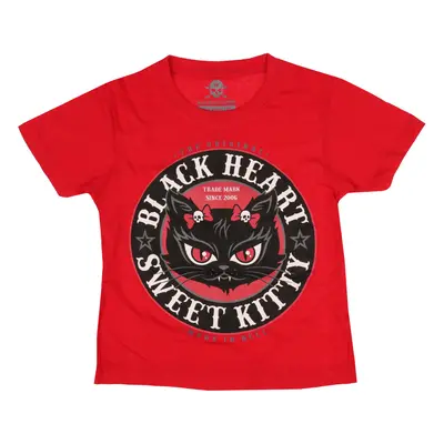 children's t-shirt BLACK HEART - KITTY RED - RED