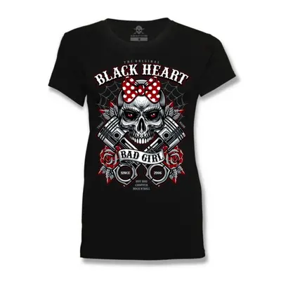 women's t-shirt BLACK HEART - BELL PISTON - BLACK