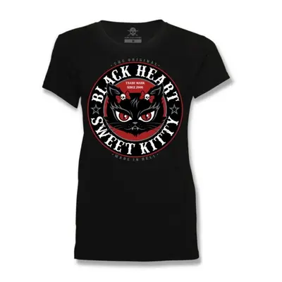 women's t-shirt BLACK HEART - KITTY - BLACK