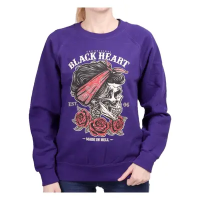 women's sweatshirt BLACK HEART - PIN UP SKULL SW - PURPLE