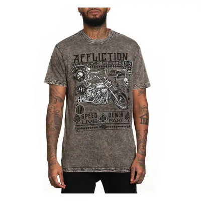 t-shirt for men AFFLICTION - SPEED DEMON - TIMBERWOLF/BLACK LAVA TINT