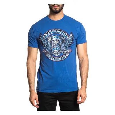 men's t-shirt AFFLICTION - AC CHROME RIDER - NAVY LAVA WASH