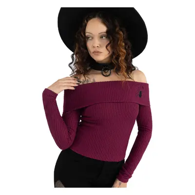 women's t-shirt with long sleeves (top) KILLSTAR - Cruor Off Shoulder - Red